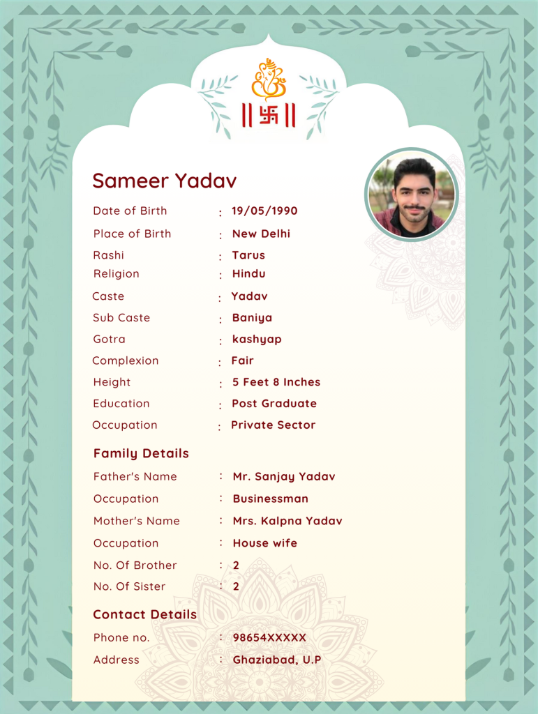 Decent Format Biodata | Biodata for marriage